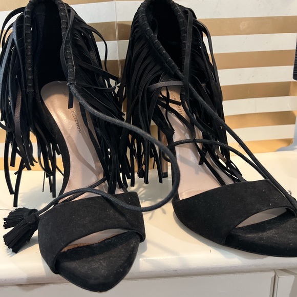 Zara basic collection fringe high heeled sandals size 37 excellent condition - Picture 1 of 3